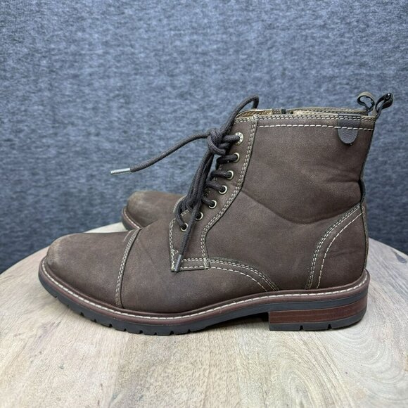 Dockers Rawls Rugged Mens 9M Brown Faux Leather Lace-Up Ankle Boots Side Zippers - Picture 4 of 10